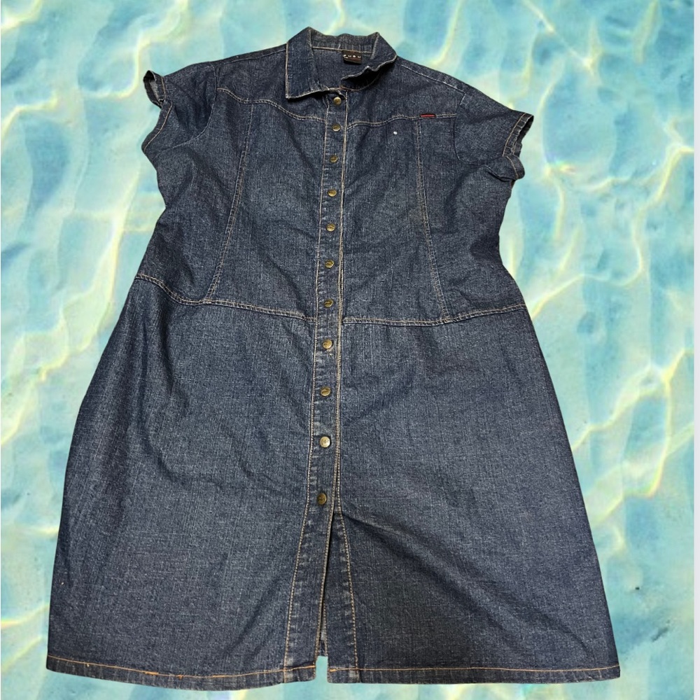 Fubu Denim Vintage Blue Jean Dress Button Snap 90's Urban Hip Hop Y2k 2000's